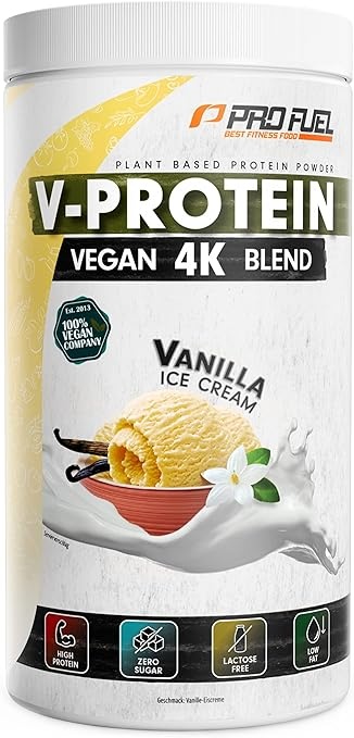 Vegan Protein Vanille 750g - V-Protein 4K Blend, 81% pflanzliches Eiweiß