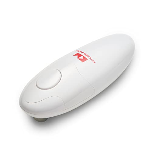 elektrischer dosenöffner kitchen mama, batteriebetrieben, freihändig, glatter rand, weiß