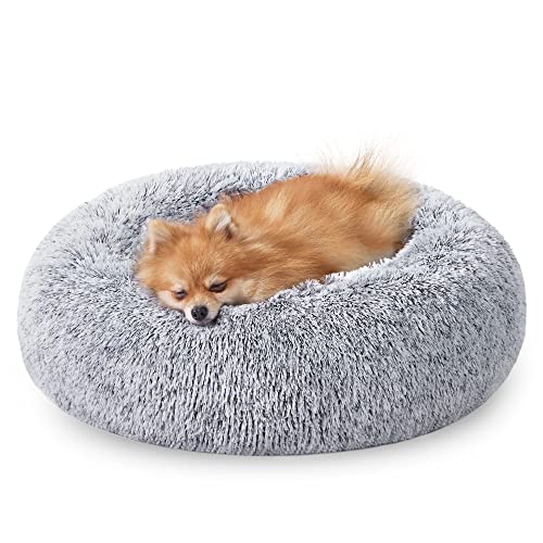 feandrea hundebett katzenbett flauschig waschbar donut kisssen 60 cm ombr-grau