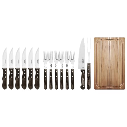 tramontina jumbo bbq koffer 15-teilig steakbesteck grillset braun