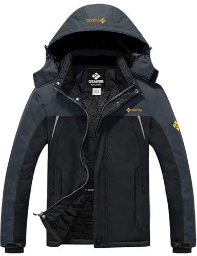 gemyse herren winterjacke wasserdicht ohne reißverschluss schwarz dunkelgrau 2XL