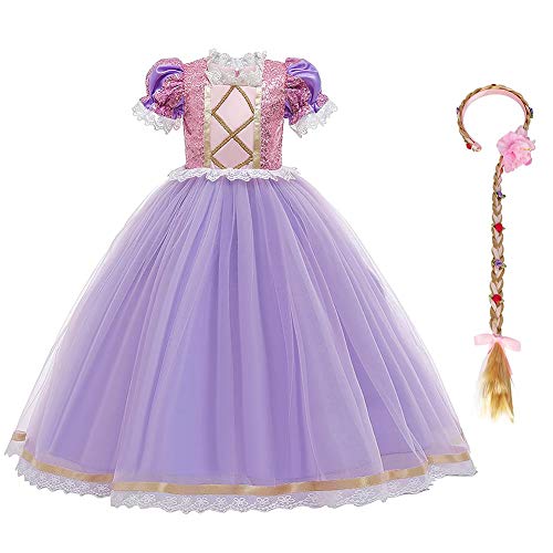 rapunzel mädchen kostüm cosplay kleid kinder karneval fasching violett 8-9 jahre