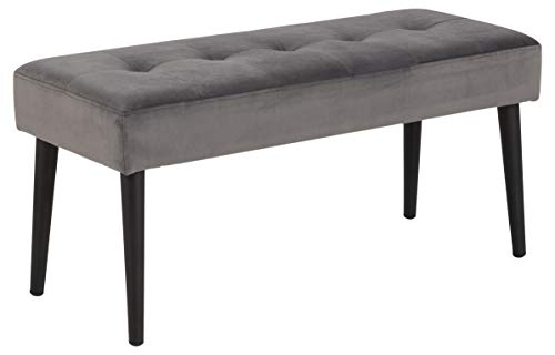 ac design furniture gloria bank, dunkelgrau/schwarz, velvet/metall, 95 x 38 x 45 cm