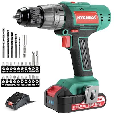 hychika akku-schrauber 2,0 ah akku und zubehörset für 45,96 euro statt 55 euro