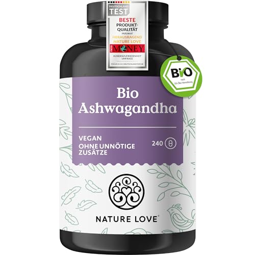 ashwagandha bio hochdosiert 240 kapseln 1950mg schlafbeere vegan laborgeprüft nature love