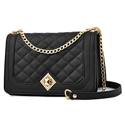 Damen Umhängetasche Klein mit Kette - Leder Schultertasche Crossbody Bag