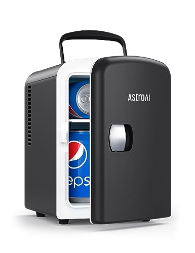 astroAI mini kühlschrank 4 liter 6 dosen 220v ac 12v dc für büros autos schwarz