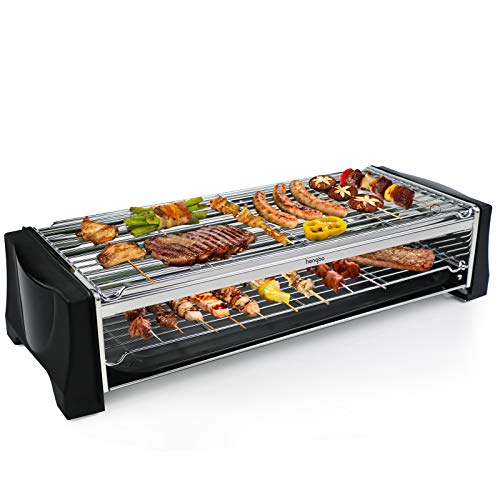 Produktbild: elektrischer tischgrill 2200W, smokeless elektrogrill für balkon und indoor, schwarz