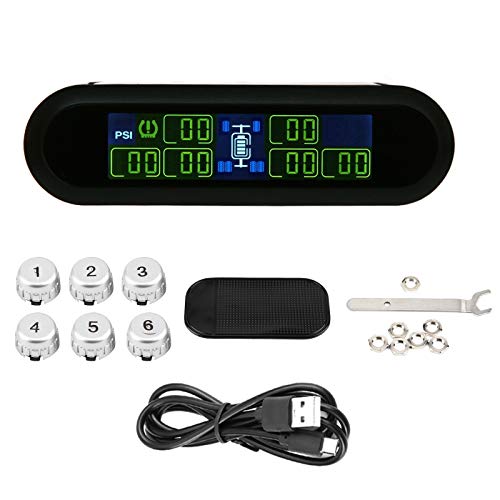 reifendruckkontrollsystem terisass drahtlos solar tpms lcd-monitor mit 6 sensoren