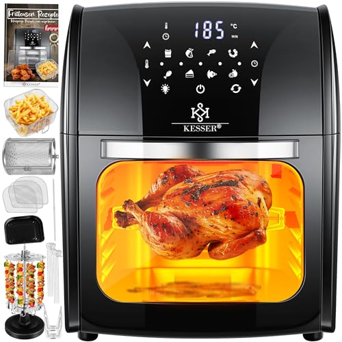 kesser airfryer 9in1 heißluftfritteuse 1800 watt mit 8 programmen und zubehör schwarz