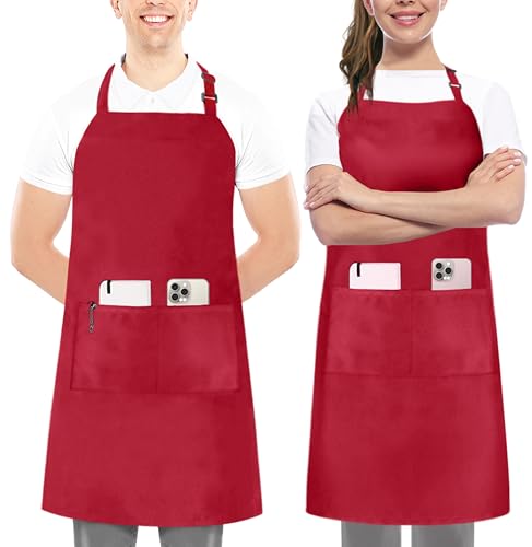 Utopia Kitchen 2er Pack Unisex Grillschürzen verstellbar mit Taschen für Köche
