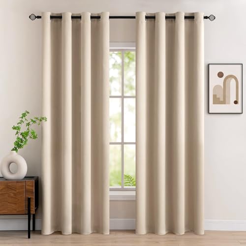 MIULEE Verdunklungsvorhänge Dunkelbeige 2er Set 225 cm Blickdicht Ösen