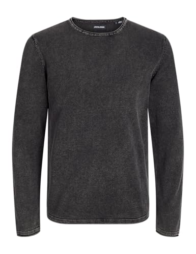 jack & jones jjeleo knit crew neck herren pullover caviar, größe m