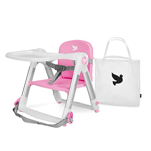 Produktbild: apramo flippa sitzerhöhung faltbarer boostersitz mit tablett, reise hochstuhl pink