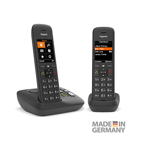 gigaset c575A duo, 2 schnurlostelefone mit telefonbeantworter, 200 kontakte, schwarz