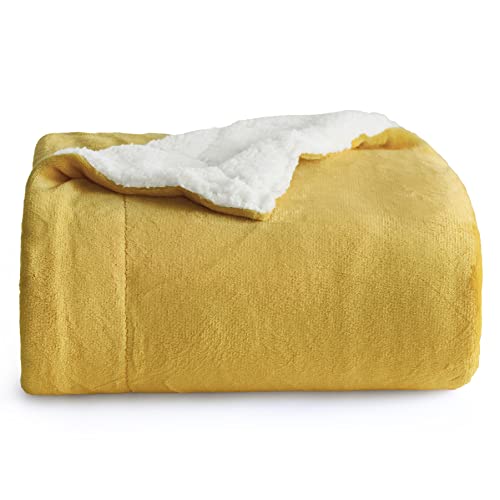 bedsure kuscheldecke gelb 150x200 cm warm sherpa fleecedecke sofaüberwurf flauschig