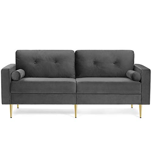 vasagle sofa 3-sitzer grau samtbezug modern für wohnzimmer 183 x 78 x 88 cm