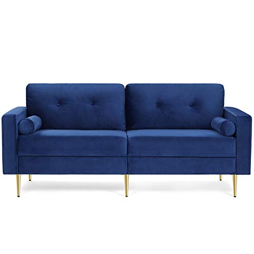 vasagle 3-sitzer sofa blau, modernes design 190 x 82 x 84 cm