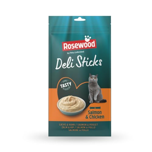 Produktbild: rosewood deli sticks katzensnack lachs hühner-mousse 5 x 15g ohne zusätze
