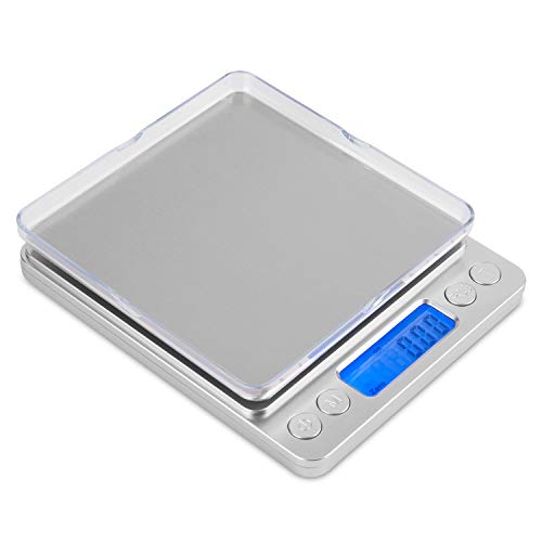 mafiti digitale küchenwaage 3kg/0,1g mit tara-funktion und lcd display silbrig