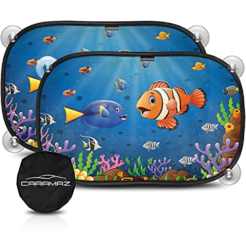 sonnenschutz baby auto mit uv schutz 2 stück saugnäpfe orange-neon 48 x 30 cm
