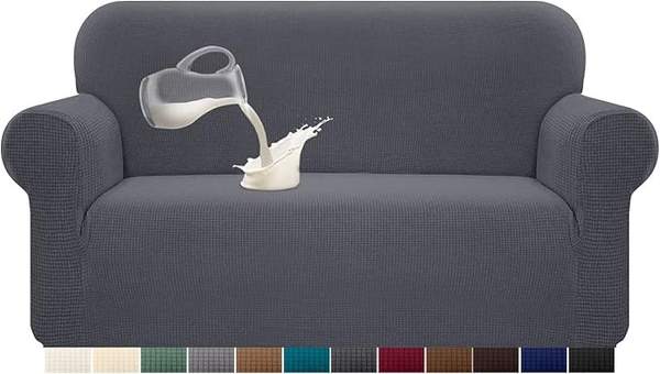 granbest wasserdichter sofaüberzug 2-sitzer grau, spandex jacquard elastisch