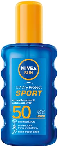 nivea sun sonnenspray lsf 50, uv dry protect sport, 200 ml, wasserfest