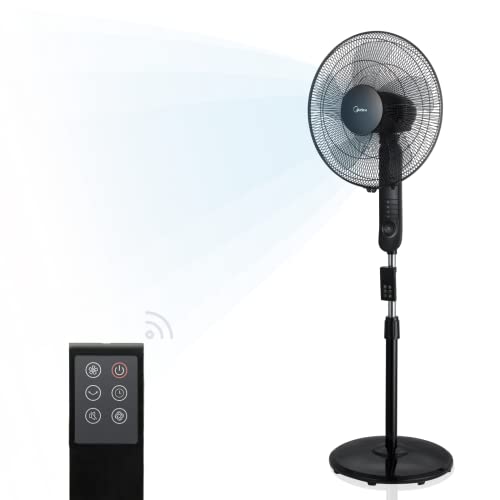midea standventilator leise mit fernbedienung, 3 geschwindigkeitsstufen, 80 oszillation
