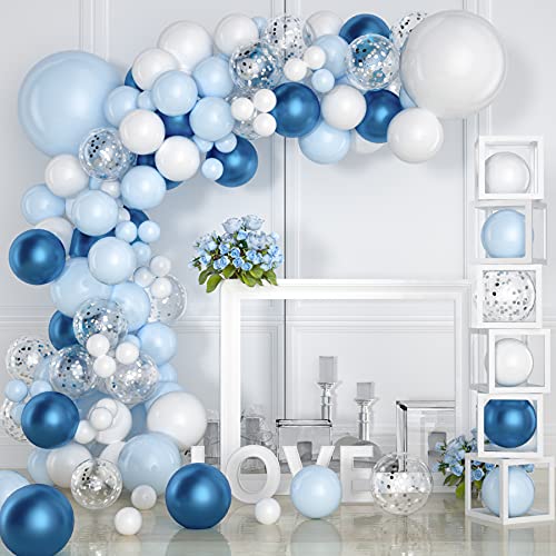 vainechay ballon girlande ballonbogen kit blau weiß silber konfetti ballons geburtstag hochzeit dekoration