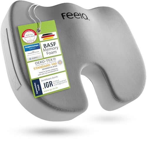 feela. orthopädisches sitzkissen weich, ergonomisch für bürostuhl, schmerzlindern, durchblutung fördern