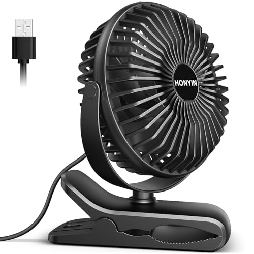 honyin mini ventilator mit clip, 720 grad drehung, 3 geschwindigkeitsstufen, usb