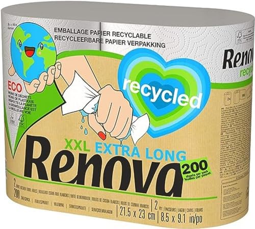 renova recycled papierhandtücher xxl 2 rollen weiß groß