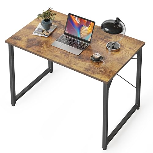 cubicubi schreibtisch, computertisch 80 x 40 x 75 cm, metallgestell vintagebraun
