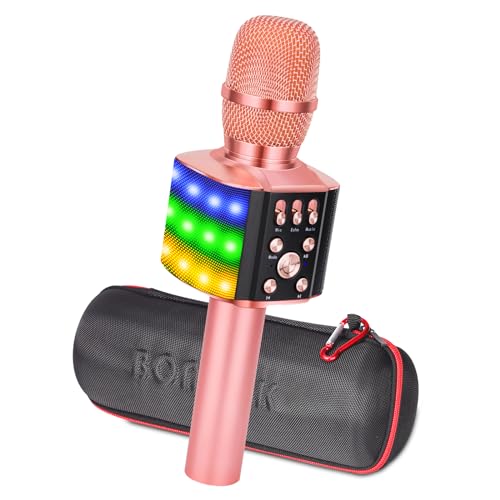 bonaok karaoke mikrofon led, 4-in-1 bluetooth mikrofon für ios/android, rosgold