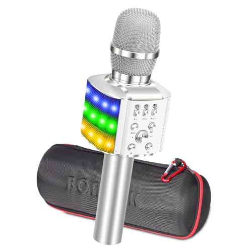 BONAOK mikrofon mit lautsprecher, tragbares 4 in 1 karaoke mikrofon für kinder, bluetooth