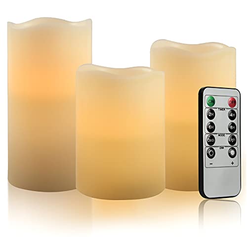 vetour flammenlose led kerzen set aus 3 echten wachs stumpenkerzen mit fernbedienung