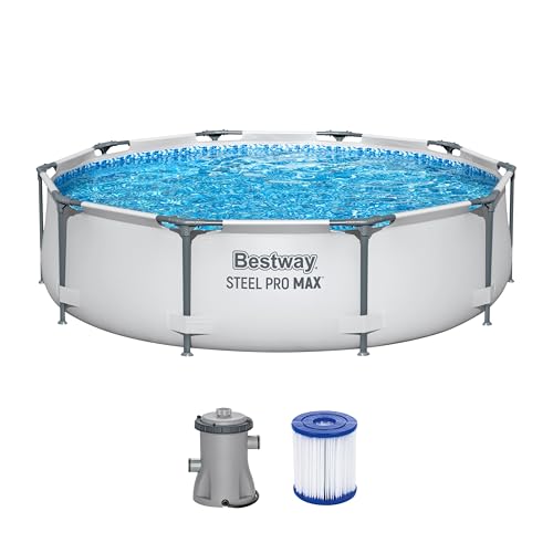 bestway steel pro max pool-set rund mit filterpumpe  305 x 76 cm lichtgrau