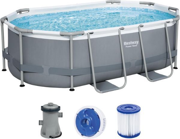 bestway power steel frame pool set 305x200x84cm mit filterpumpe 263,99