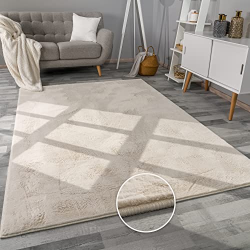 paco home hochflor teppich kunstfell felleffekt shaggy creme 60x90 cm