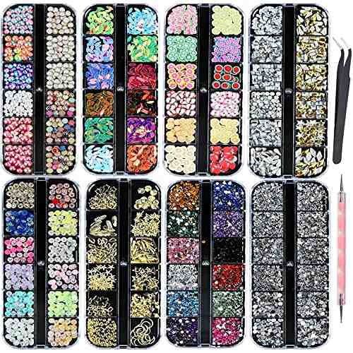 nail art strass kit 8 boxen gemischte strasssteine perlen für nageldesign set mit pinzette und picker