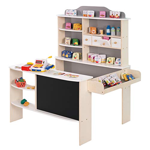 roba verkaufsstand weiß grau mit zubehör 4 schubladen uhr tafel für kinder 120x100x78cm