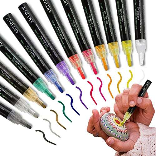 artina acryl marker set 12tlg wasserfest für steine glas keramik holz