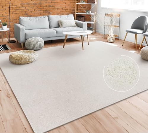 paco home teppich kurzflor einfarbig creme 80x150 cm für wohnzimmer schlafzimmer esszimmer
