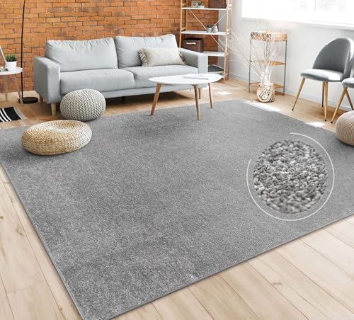 paco home kurzflor teppich anthrazit 60x100 cm modern für wohnzimmer schlafzimmer esszimmer