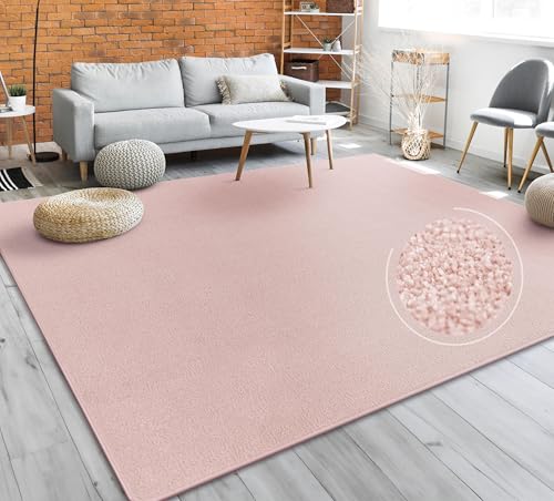 teppich rosa einfarbig kurzflor modern 120x170 cm für wohnzimmer schlafzimmer esszimmer
