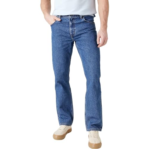 Wrangler Herren Jeans Straight Regular Fit Mid Waist Blau Schwarz W30-W44