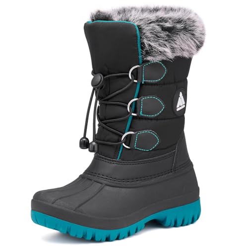 mishansha winterstiefel mädchen, wasserdichte schneestiefel kinder, schwarz-blau, gr. 29