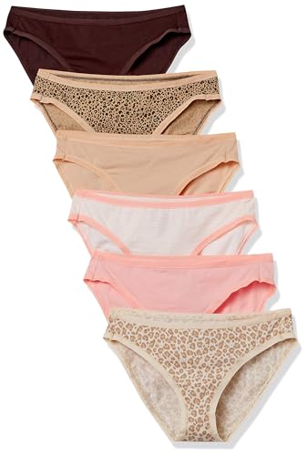 bikinihose damen aus baumwolle amazon essentials 6er-pack übergröße leopardenmuster 38
