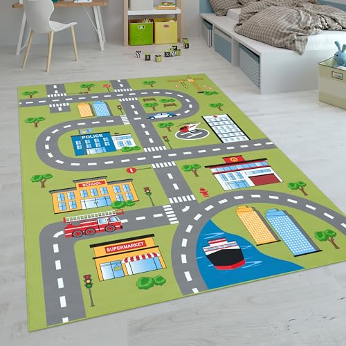 paco home kinderteppich grün 80x150 cm rutschfest kinderzimmer spielteppich