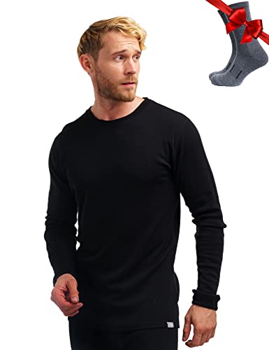 Produktbild: 100% merino unterwäsche herren, atmungsaktives langarmshirt für männer